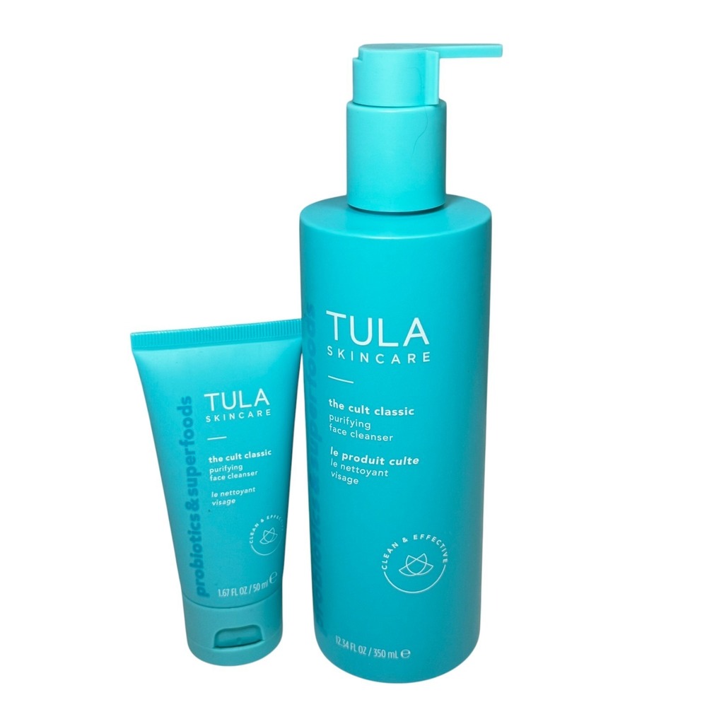 TULA The Cult‎ Classic Purifying Face Cleanser NEW 12.34 Oz + 1.6 Oz Travel Size